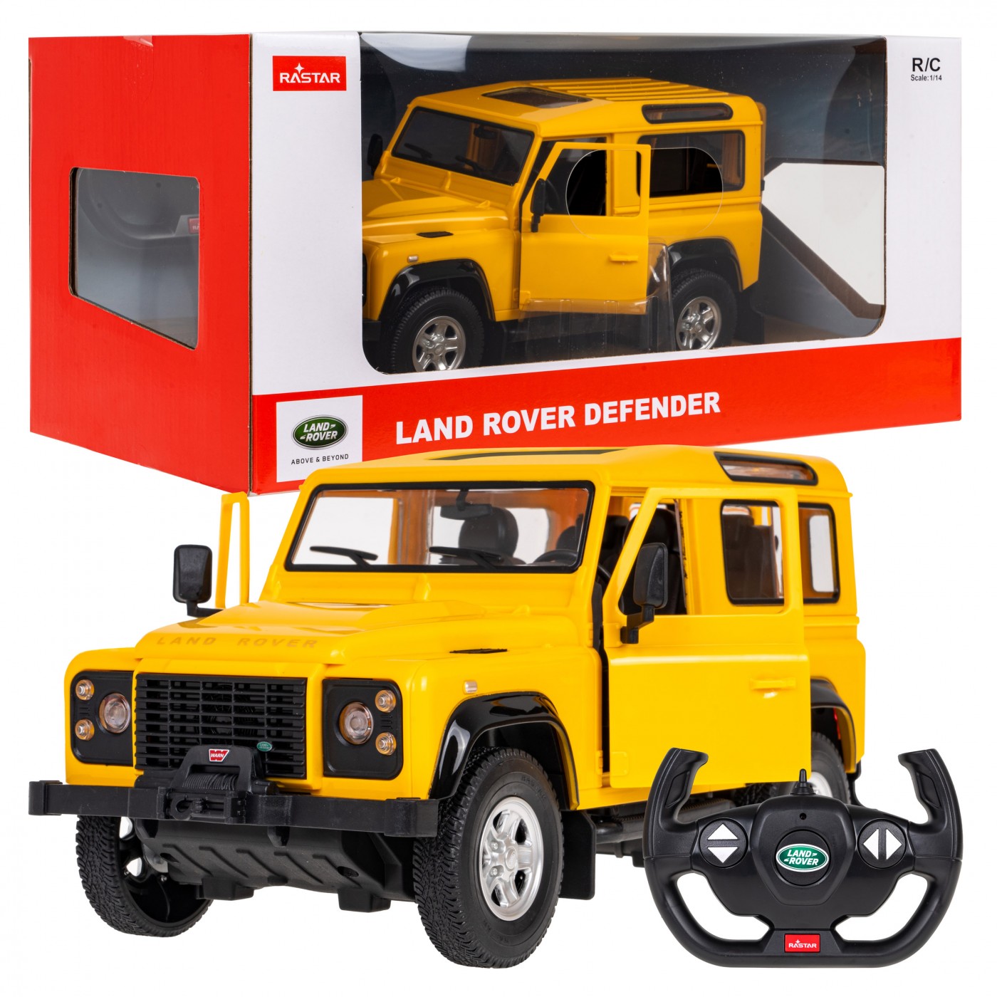 Autíčko R/C Land Rover Defender 1:14 RASTAR Žltý
