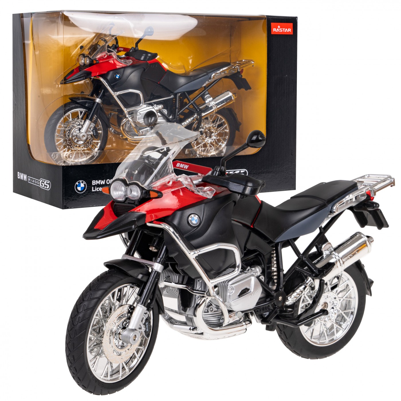 Motocykel Kovový BMW R1200GS 1:9 RASTAR Červený