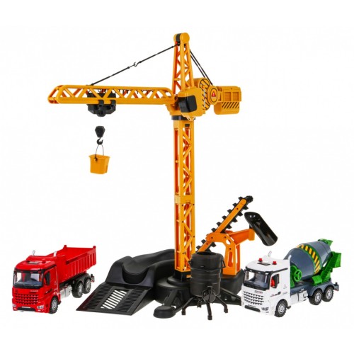 Interaktívna stavenisková sada 3v1 pre deti 4+ Žeriav Betonárka Vyklápač Diaľkové ovládanie
