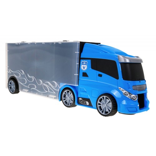 Policajný nákladiak 2v1 pre deti 3+ Organizér na Angličáky + Šmykľavka pre autá