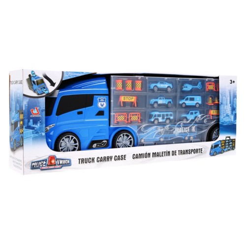 Policajný nákladiak 2v1 pre deti 3+ Organizér na Angličáky + Šmykľavka pre autá