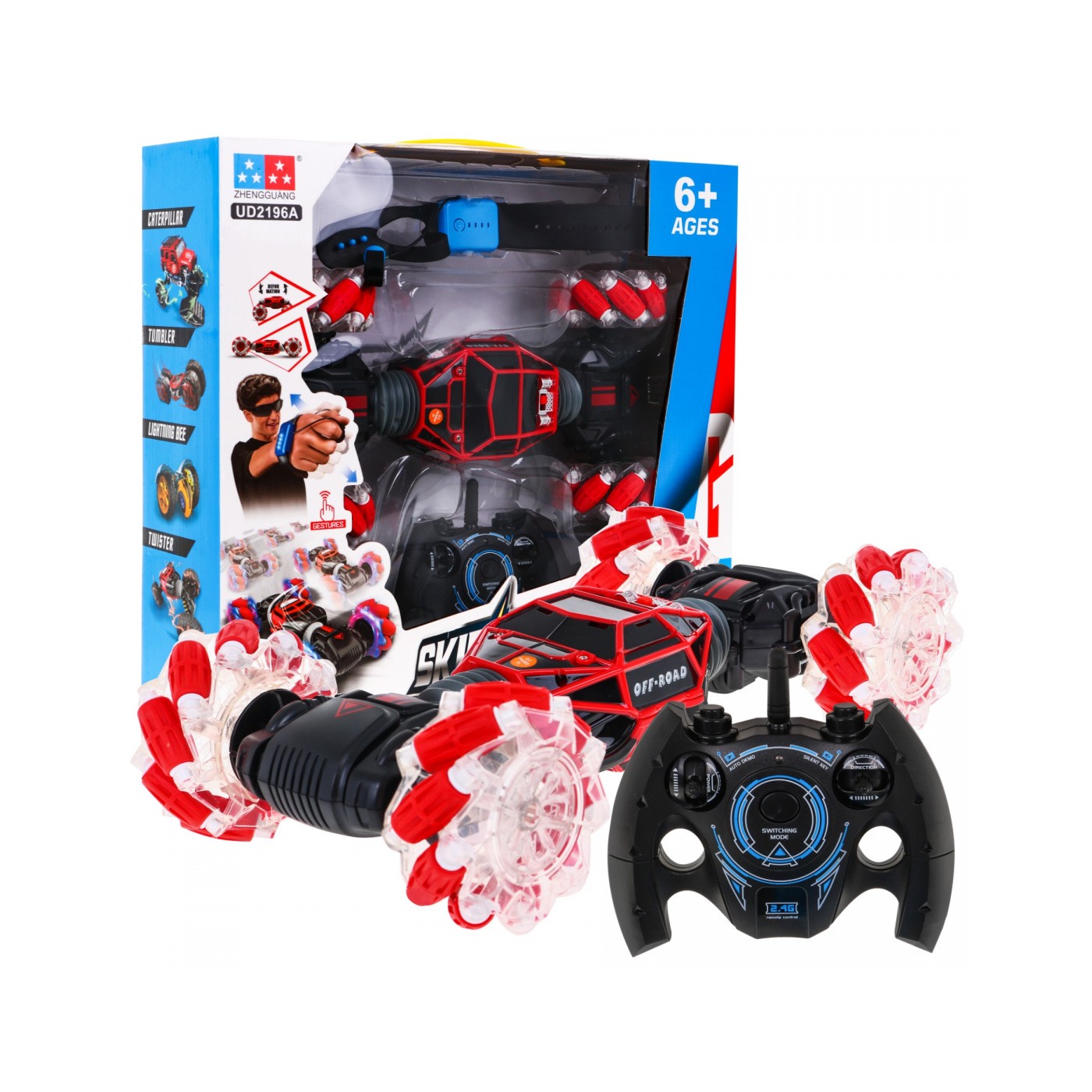 Vozidlo kaskadér pre deti 6+ Ovládanie rukou alebo ovládačom Model 1:16 + Zvuky Svetlá