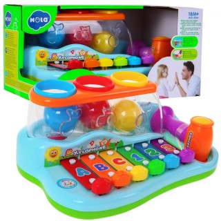 Farebné Perkusie 2v1 pre deti 18m+ Hud. nástroj + Kladivko + Triedič farieb s guľami