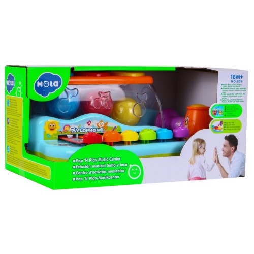 Farebné Perkusie 2v1 pre deti 18m+ Hud. nástroj + Kladivko + Triedič farieb s guľami