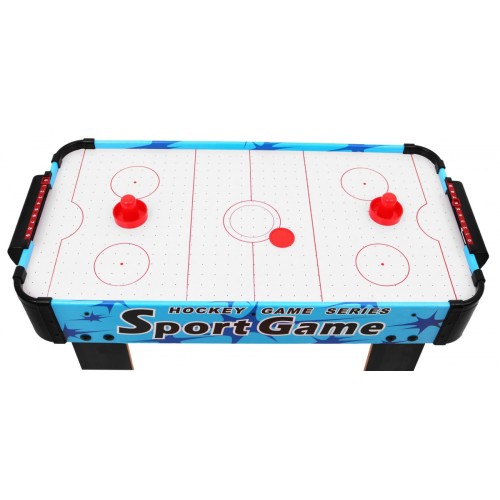 Cymbergaj pre deti Air Hockey Modrý + Stôl z dosky MDF + Vzduchový vankúš + Puky Kruhy
