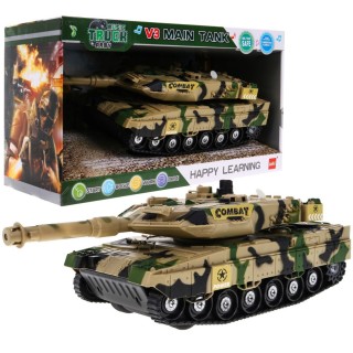 Interaktívny Tank pre deti 3+ béžový + Pohyblivé časti + Trecí pohon + Zvuky Svetlá