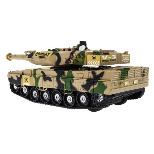 Interaktívny Tank pre deti 3+ béžový + Pohyblivé časti + Trecí pohon + Zvuky Svetlá
