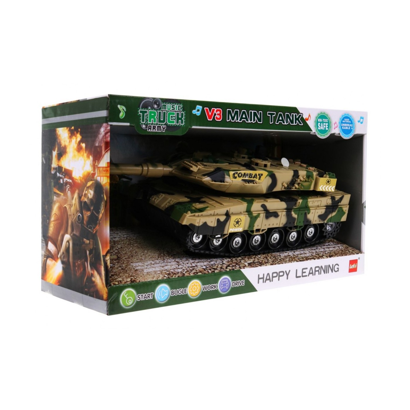 Interaktívny Tank pre deti 3+ béžový + Pohyblivé časti + Trecí pohon + Zvuky Svetlá