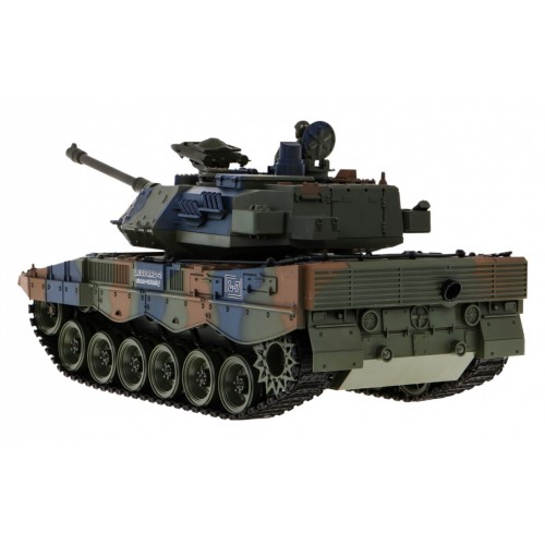 Diaľkovo ovládaný Tank Leopard 2A6 pre deti 3+ Zelený 1:18 Funkcia dymu + Ovládač 2,4 GHz + Príslušenstvo
