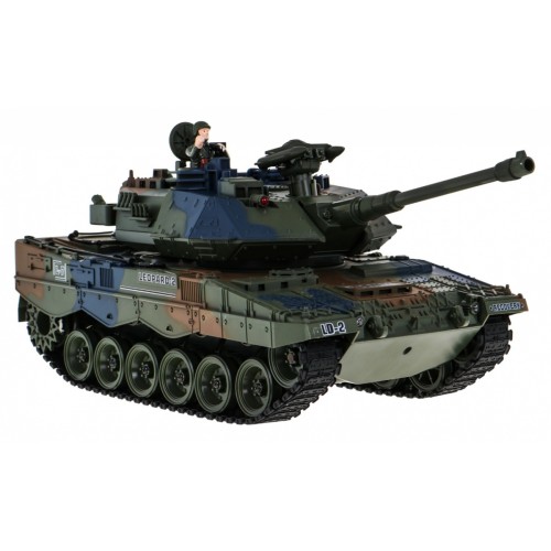 Diaľkovo ovládaný Tank Leopard 2A6 pre deti 3+ Zelený 1:18 Funkcia dymu + Ovládač 2,4 GHz + Príslušenstvo