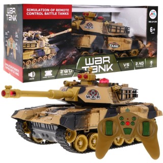 Diaľkovo ovládaný Tank pre deti 3+ Béžový 1:18 + Ovládač + Zvuky + LED + Pohyblivé časti