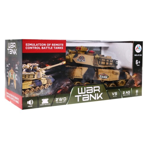 Diaľkovo ovládaný Tank pre deti 3+ Béžový 1:18 + Ovládač + Zvuky + LED + Pohyblivé časti