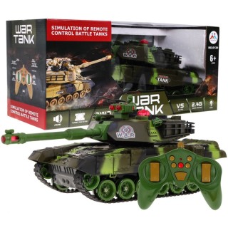 Diaľkovo ovládaný Tank pre deti 3+ Zelený 1:18 + Ovládač + Zvuky + LED + Pohyblivé časti