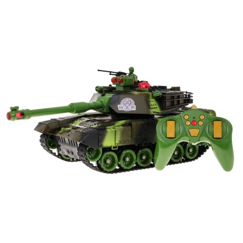 Diaľkovo ovládaný Tank pre deti 3+ Zelený 1:18 + Ovládač + Zvuky + LED + Pohyblivé časti