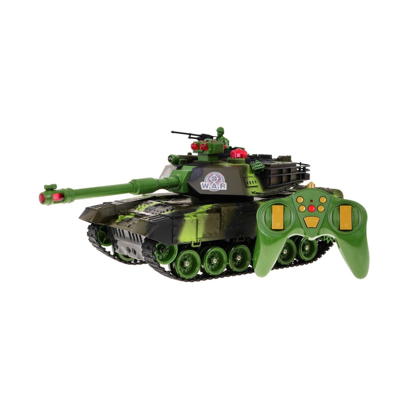 Diaľkovo ovládaný Tank pre deti 3+ Zelený 1:18 + Ovládač + Zvuky + LED + Pohyblivé časti