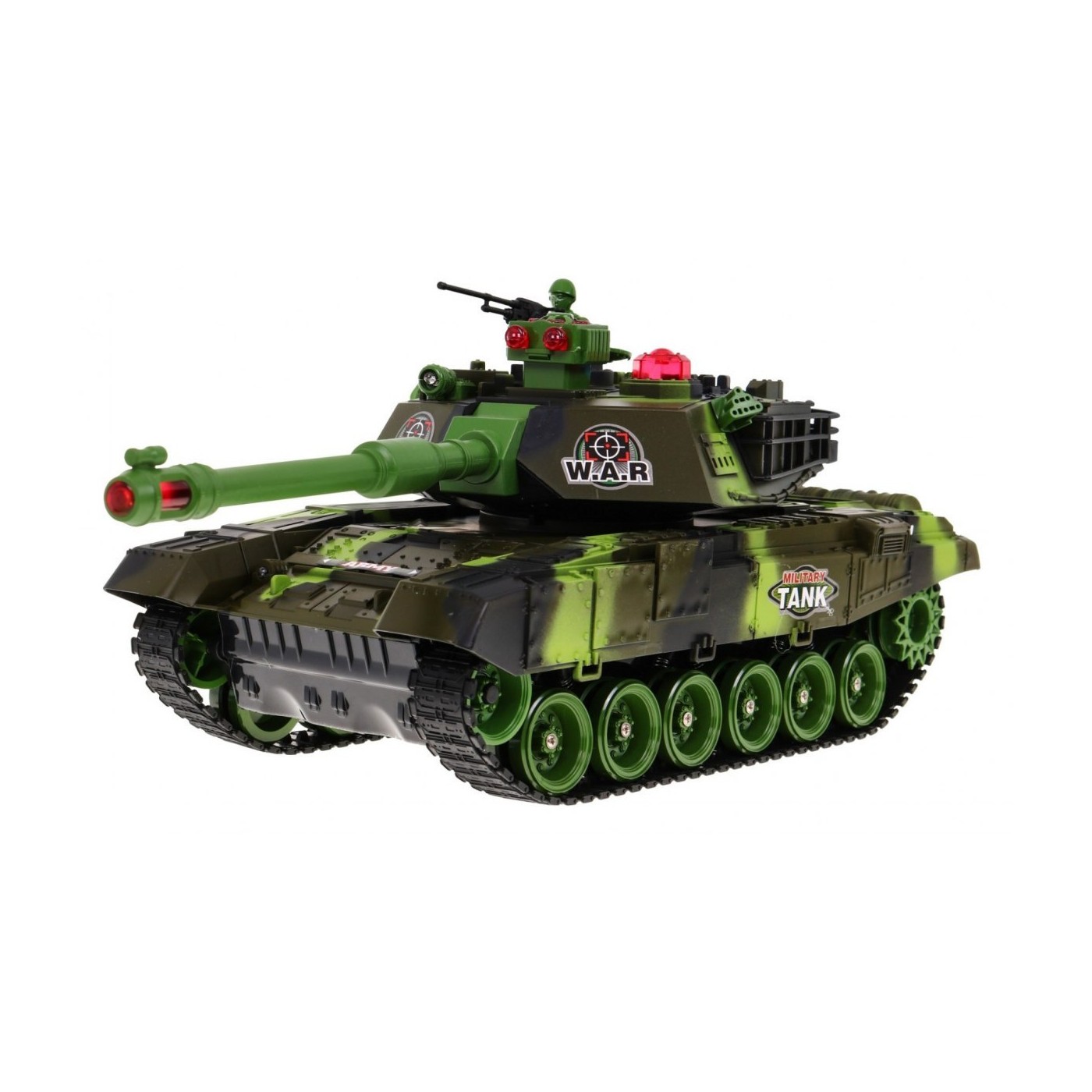 Diaľkovo ovládaný Tank pre deti 3+ Zelený 1:18 + Ovládač + Zvuky + LED + Pohyblivé časti
