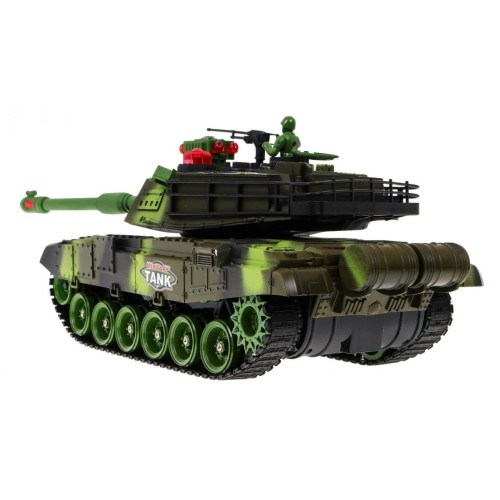 Diaľkovo ovládaný Tank pre deti 3+ Zelený 1:18 + Ovládač + Zvuky + LED + Pohyblivé časti
