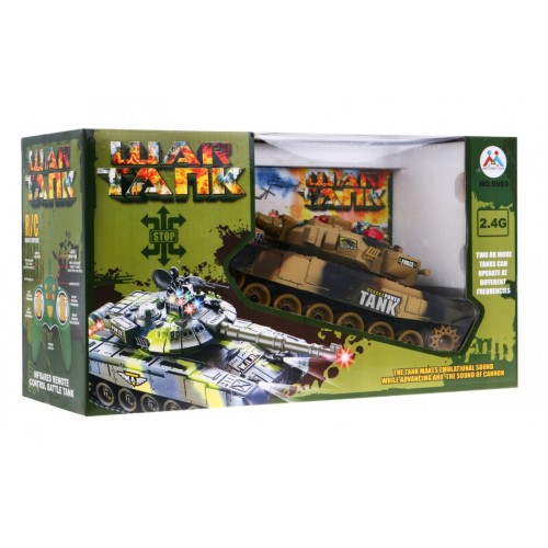 Diaľkovo ovládaný Tank pre deti 3+ béžový + Interaktívne efekty + Výstrel + Ovládač