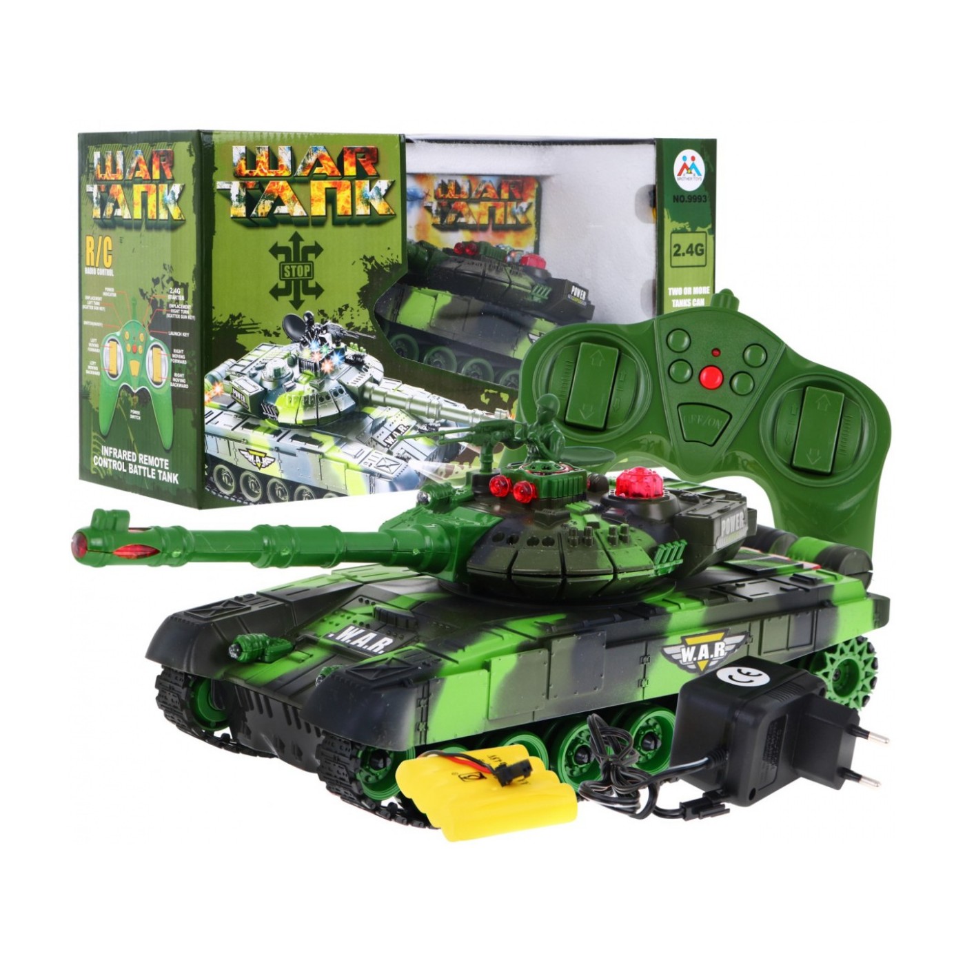 Diaľkovo ovládaný Tank pre deti 3+ zelený + Interaktívne efekty + Výstrel + Ovládač