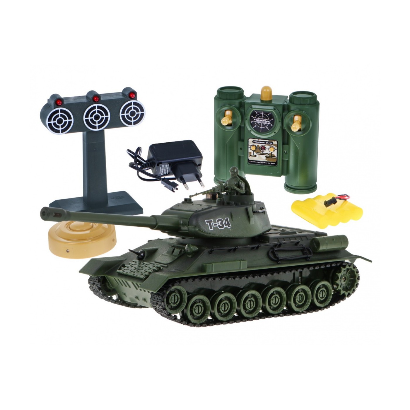 Diaľkovo ovládaný Tank T-34 pre deti 1:24 Interaktívne efekty + Ovládač + Mína + Štít