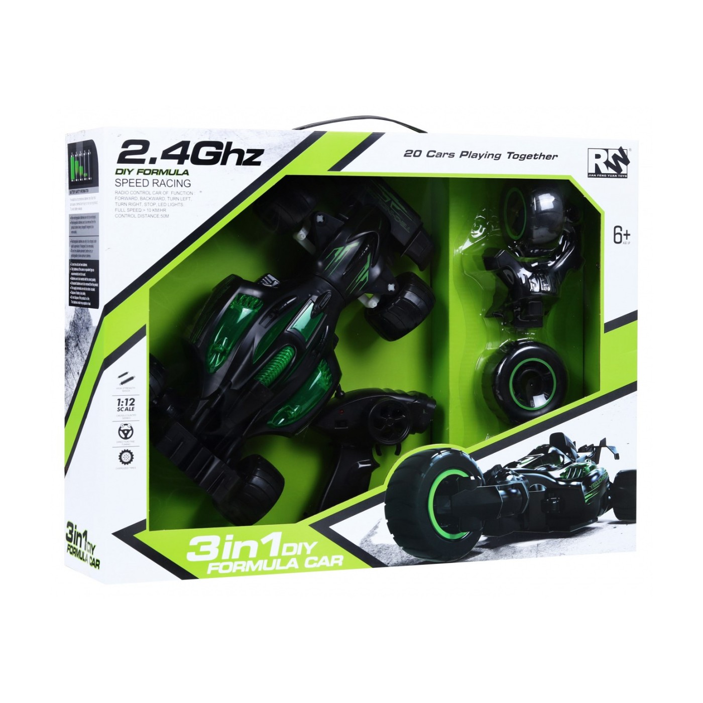 Autíčko R C 2 4G 3v1 Preteky Zameniteľné časti 1 16