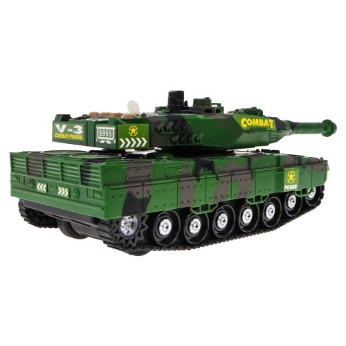 Interaktívny Tank pre deti 3+ zelený + Pohyblivé časti + trecí pohon + Zvuky Svetlá