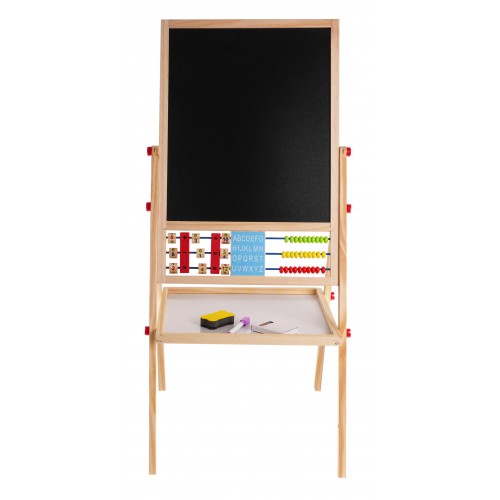 Drevená obojstranná tabuľa pre deti 3+ Vzdelávacia magnetická tabuľa na kriedu + Príslušenstvo