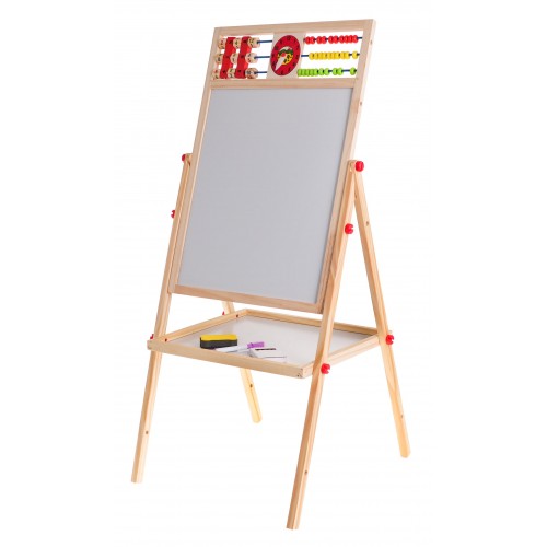 Drevená obojstranná tabuľa pre deti 3+ Vzdelávacia magnetická tabuľa na kriedu + Príslušenstvo