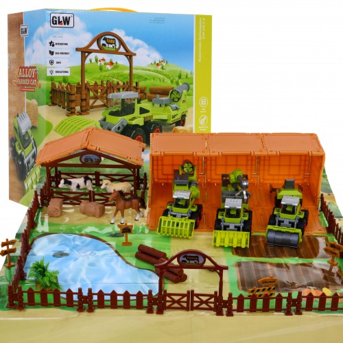 Sada malého farmára pre deti 3+ Farmárske hospodárstvo + Poľnohospodárske stroje + Figúrky 16 ks. Život na dedine