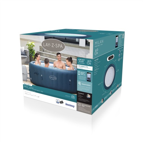 Milan Lay-Z-Spa AirJet Plus Domáca Vírivka BESTWAY 6-os.+ Čerpadlo Filter VI + Kryt