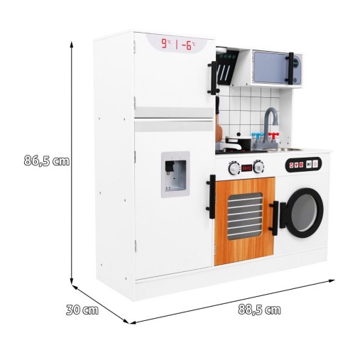 Veľká Kuchyňa z dreva pre deti 3+ biela + Interaktívne Zvuky Svetlá + Príslušenstvo