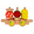 Drevená lokomotíva s sorterami pre deti 3+ Senzorická hračka + 27 kociek