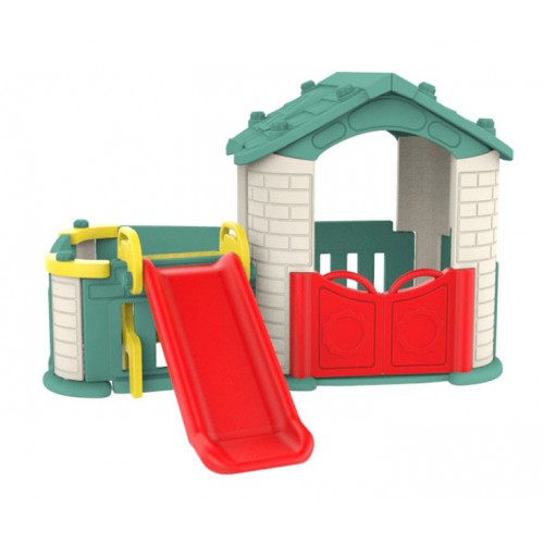 copy of Záhradný domček 3v1 pre deti Červený + Šmýkačka + Záhradka s plotom