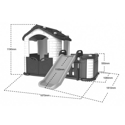 copy of Záhradný domček 3v1 pre deti Červený + Šmýkačka + Záhradka s plotom