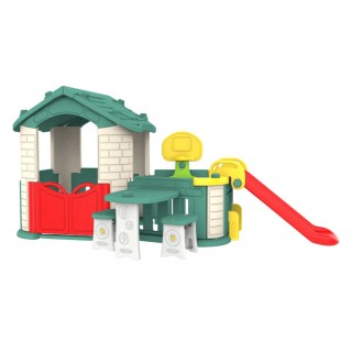 copy of Veľký Záhradný domček 5v1 pre deti + Šmýkačka + Basketbal + Záhradka + Stolík + 2 Stoličky Červená Strecha