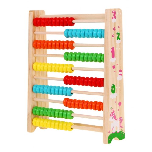 Drevené počítadlo pre deti 3+ Učenie počítania do 100 Farebné guličky