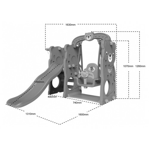 copy of Záhradná šmykľavka 3v1 Hojdačka Basketbal pre deti Medveď