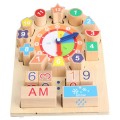 Drevená vzdelávacia doska Hodiny pre deti 12m+ Učenie čítania času a počasia
