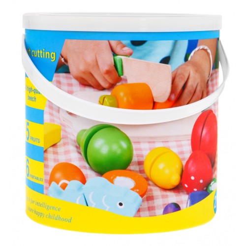 Drevená sada zeleniny a ovocia na krájanie pre deti 2+ Krájacia doska + Nôž