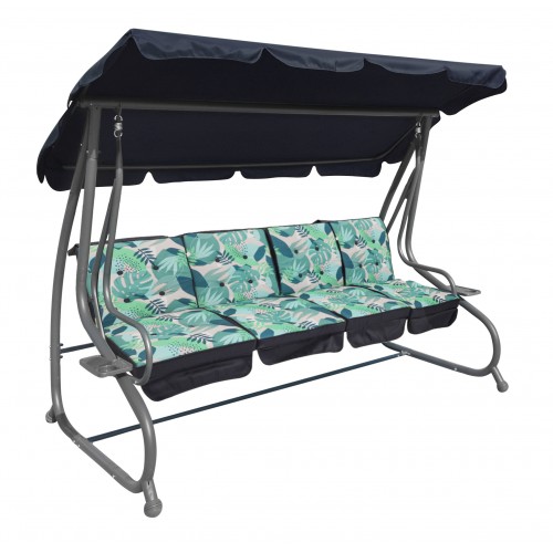 copy of Veľká Záhradná hojdačka 4-os. Zelené Motýle + Textil + Strecha + Nastaviteľné sedadlo + 4 Vankúše