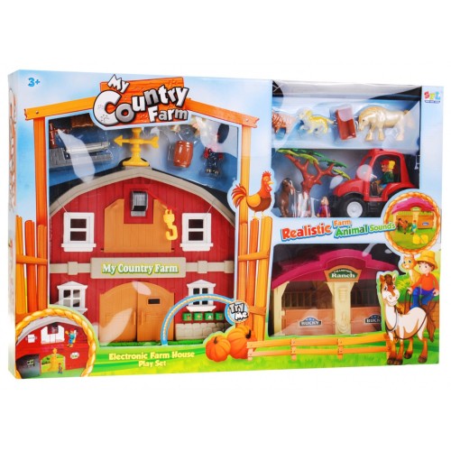Farma pre deti 3+ sada figúrok 18 ks. + Stodola so zvukmi + Traktor + 4-členná Rodina + Zvieratá