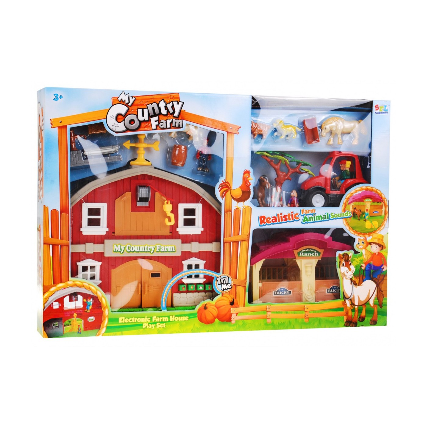 Farma pre deti 3+ sada figúrok 18 ks. + Stodola so zvukmi + Traktor + 4-členná Rodina + Zvieratá