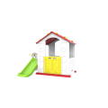 Záhradný domček 3v1 pre deti Červená Strecha + Šmýkačka + Basketbal