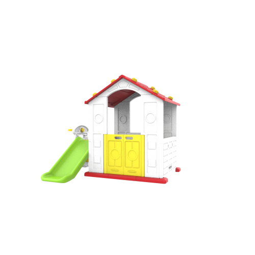 Záhradný domček 3v1 pre deti Červená Strecha + Šmýkačka + Basketbal