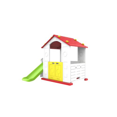 Záhradný domček 3v1 pre deti Červená Strecha + Šmýkačka + Basketbal