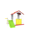 Záhradný domček 3v1 pre deti Červená Strecha + Šmýkačka + Basketbal