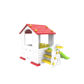 Záhradný domček 3v1 pre deti Červená Strecha + Šmýkačka + Basketbal