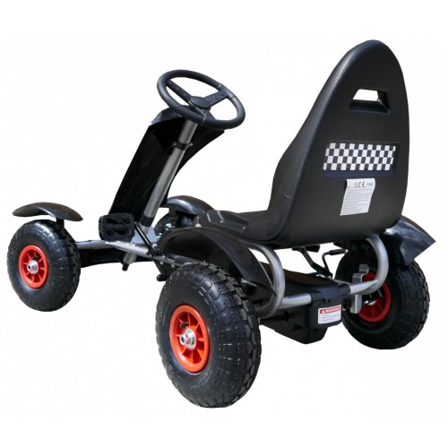 Autíčko na pedále Racing XL pre deti 3+ Čierny + Nafukovacie kolesá + Regulácia sedadla + Voľný chod