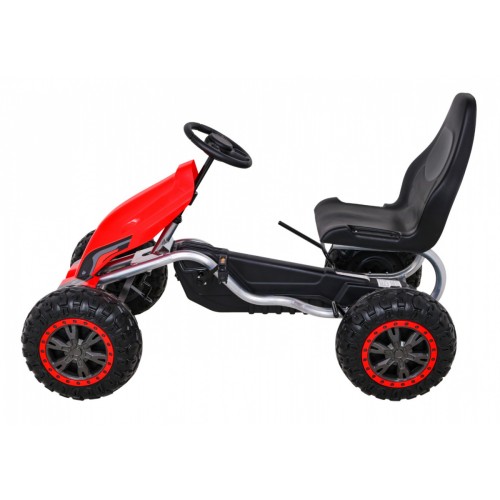 Veľká Motokára na pedále Strong pre deti Červená + Zaťaženie 100 kg + Kolesá EVA + Ručná brzda + Športové sedadlo