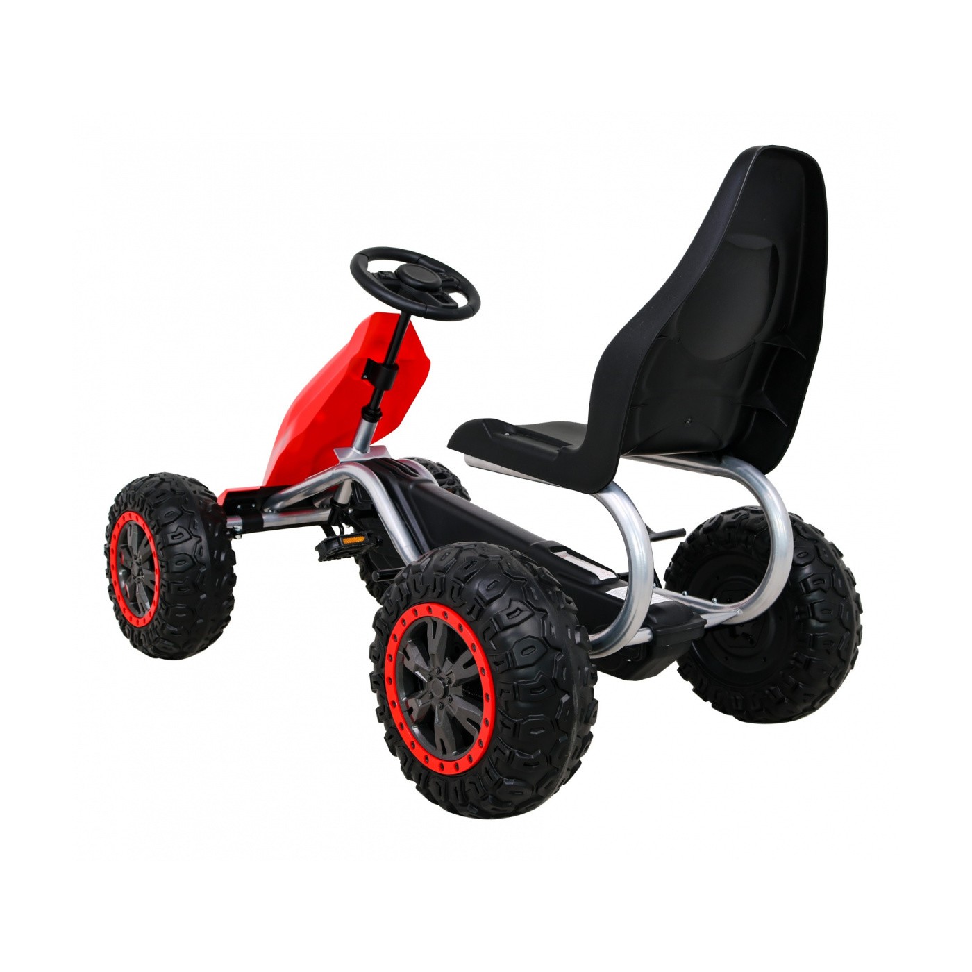 Veľká Motokára na pedále Strong pre deti Červená + Zaťaženie 100 kg + Kolesá EVA + Ručná brzda + Športové sedadlo